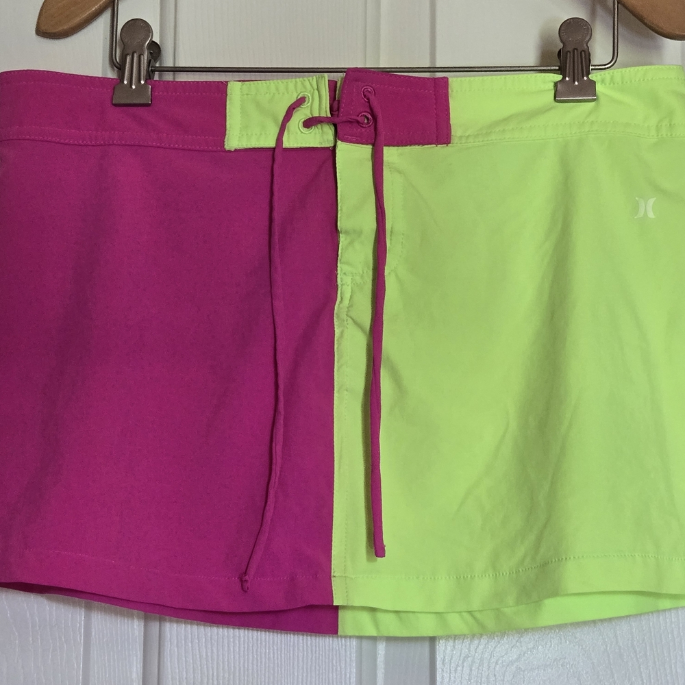 Loveshak Fancy & Hurley Two-Tone Pink and Neon Green Skirt